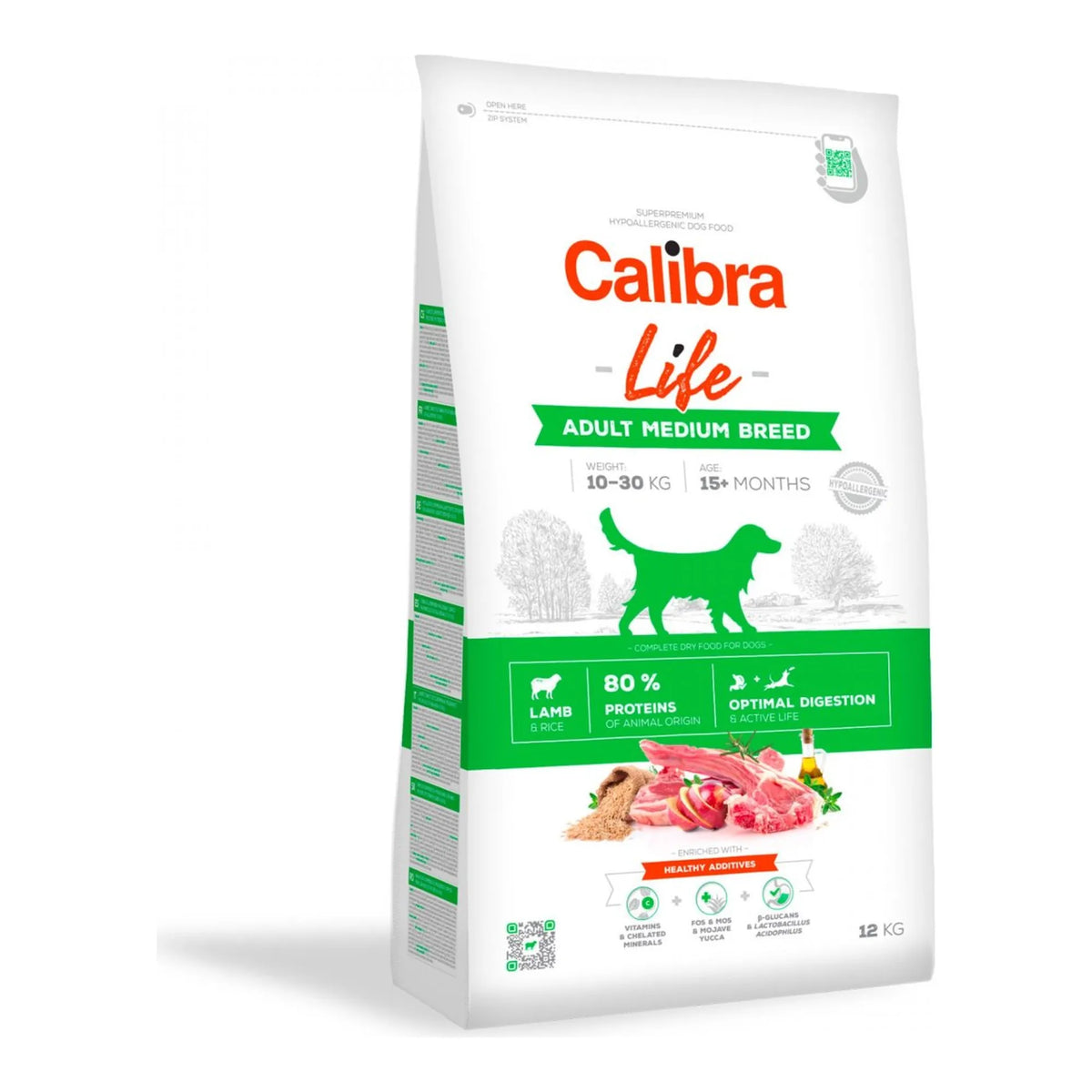 Saco de pienso Calibra Life Adult Medium de cordero, 12 kg, EAN 8594062086628