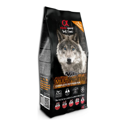 Saco Soft Food «Multi-Protein» de 1,5 kg fotografiado en vista de tres cuartos