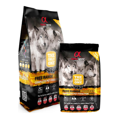 Saco de 12 kg y saco de 3 kg del pienso Alpha Spirit aves de corral