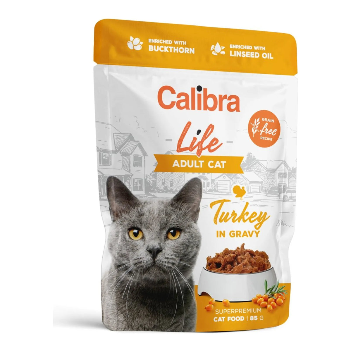 Sobres Calibra Life de pavo para gatos adultos, un sobre de 85 g en salsa, EAN 8595706700931