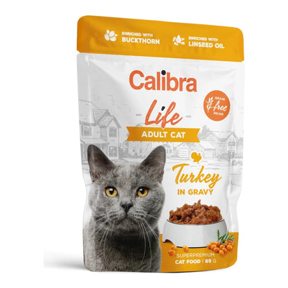 Sobres Calibra Life de pavo para gatos adultos, un sobre de 85 g en salsa, EAN 8595706700931
