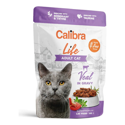 Sobres Calibra Life de ternera para gatos adultos, un sobre de 85 g en salsa, EAN 8595706700948