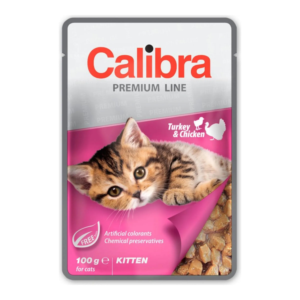 Sobres Calibra Premium de pavo y pollo para gatitos, un sobre de 100 g, EAN 8594062085607