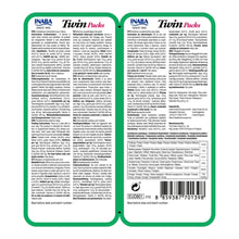 Parte trasera del pack doble verde con textos legales en varios idiomas, tabla de análisis y código de barras