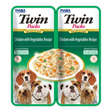 Inaba Twin Packs de pollo con verduras en caldo de pollo para perros, pack de 2 bolsitas de 40 g (80 g), EAN 18859387701395