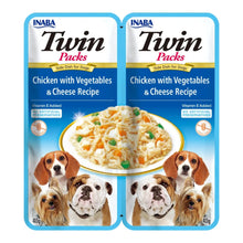 Inaba Twin Packs de pollo con verduras y queso en caldo de pollo para perros, 2 bolsitas de 40 g (80 g), EAN 18859387701418