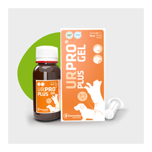 Frasco y estuche de Urpro Plus Gel para perros y gatos de Pharmadiet, 50 ml, EAN 8414042006746