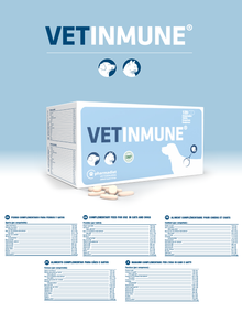 Ficha técnica oficial de Vetinmune con la composición por comprimido