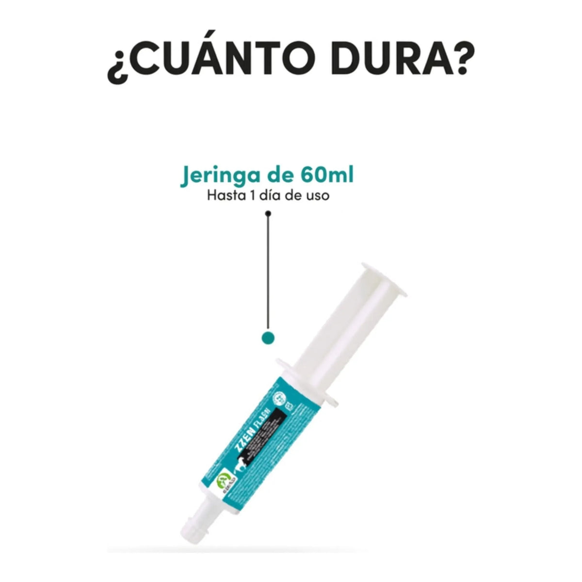 Duración de la jeringa de 60 ml de Zzen Flash Audevard para caballos
