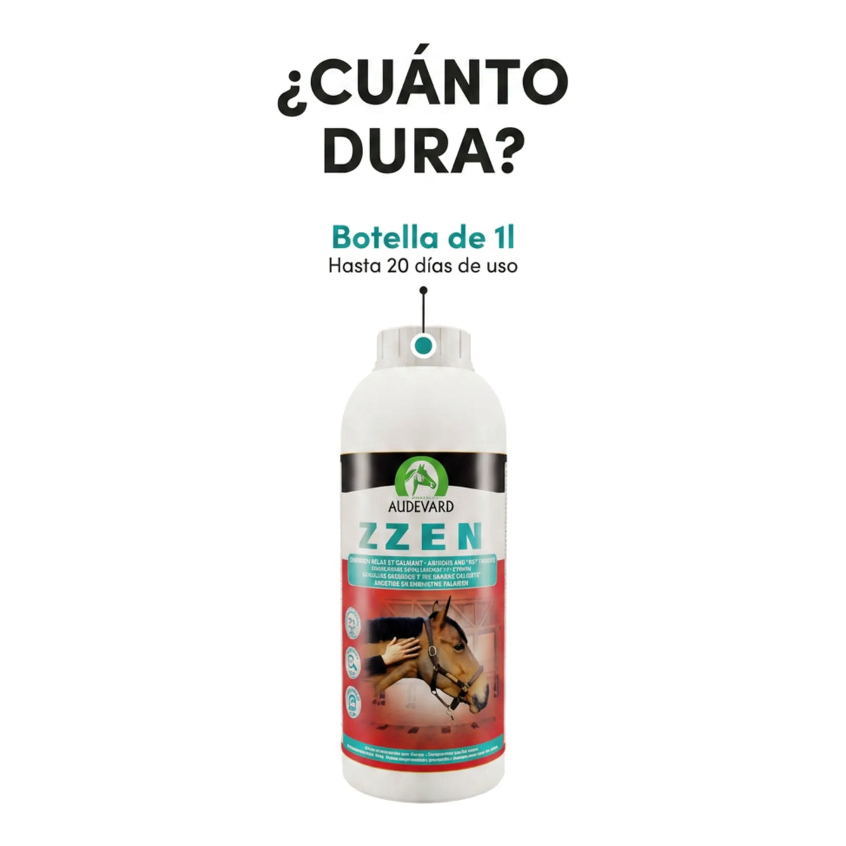 Zzen Audevard solución para caballos: botella de 1 litro con hasta 20 días de uso